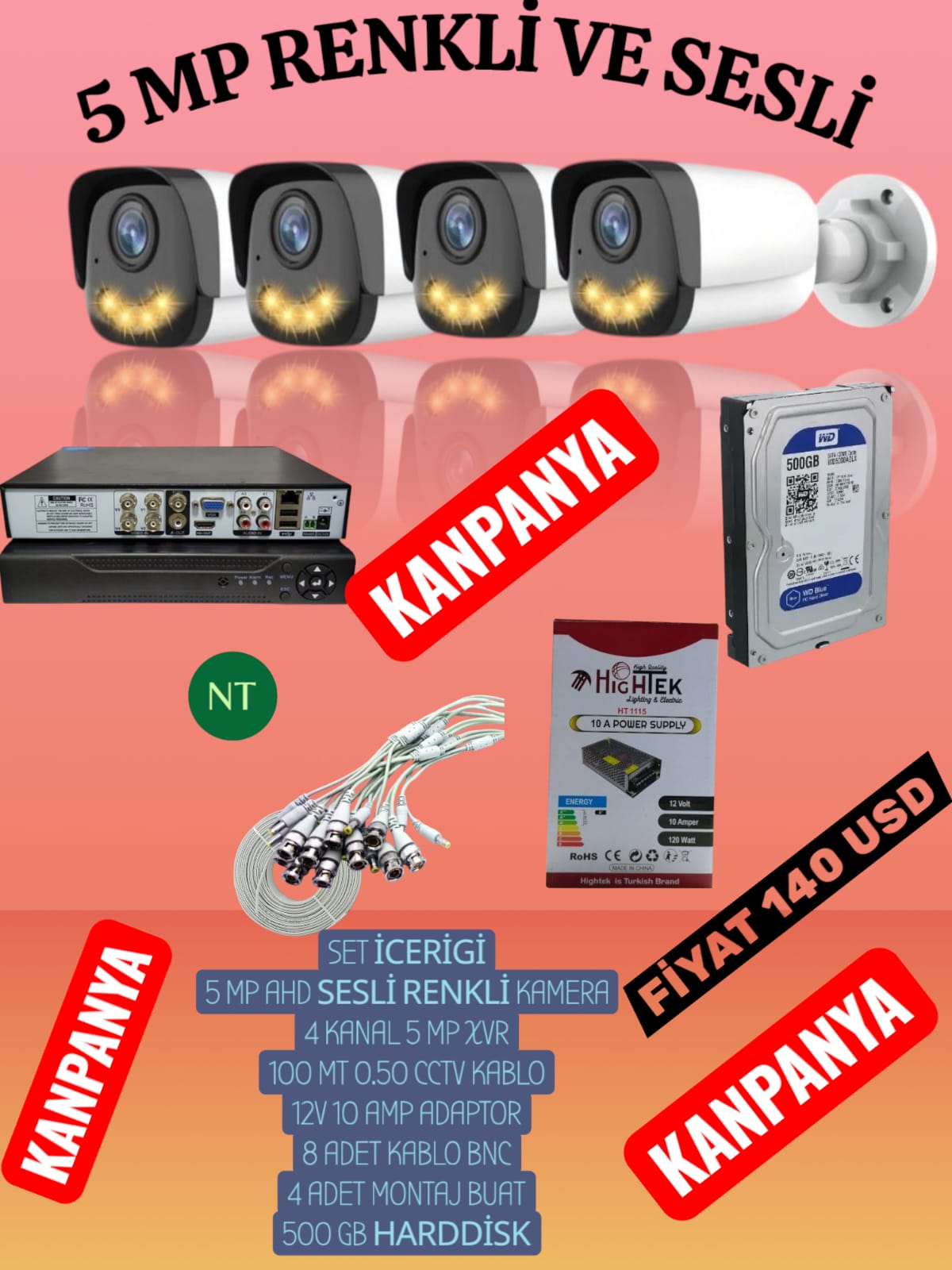 5 MP AHD SESLİ RENKLİ 